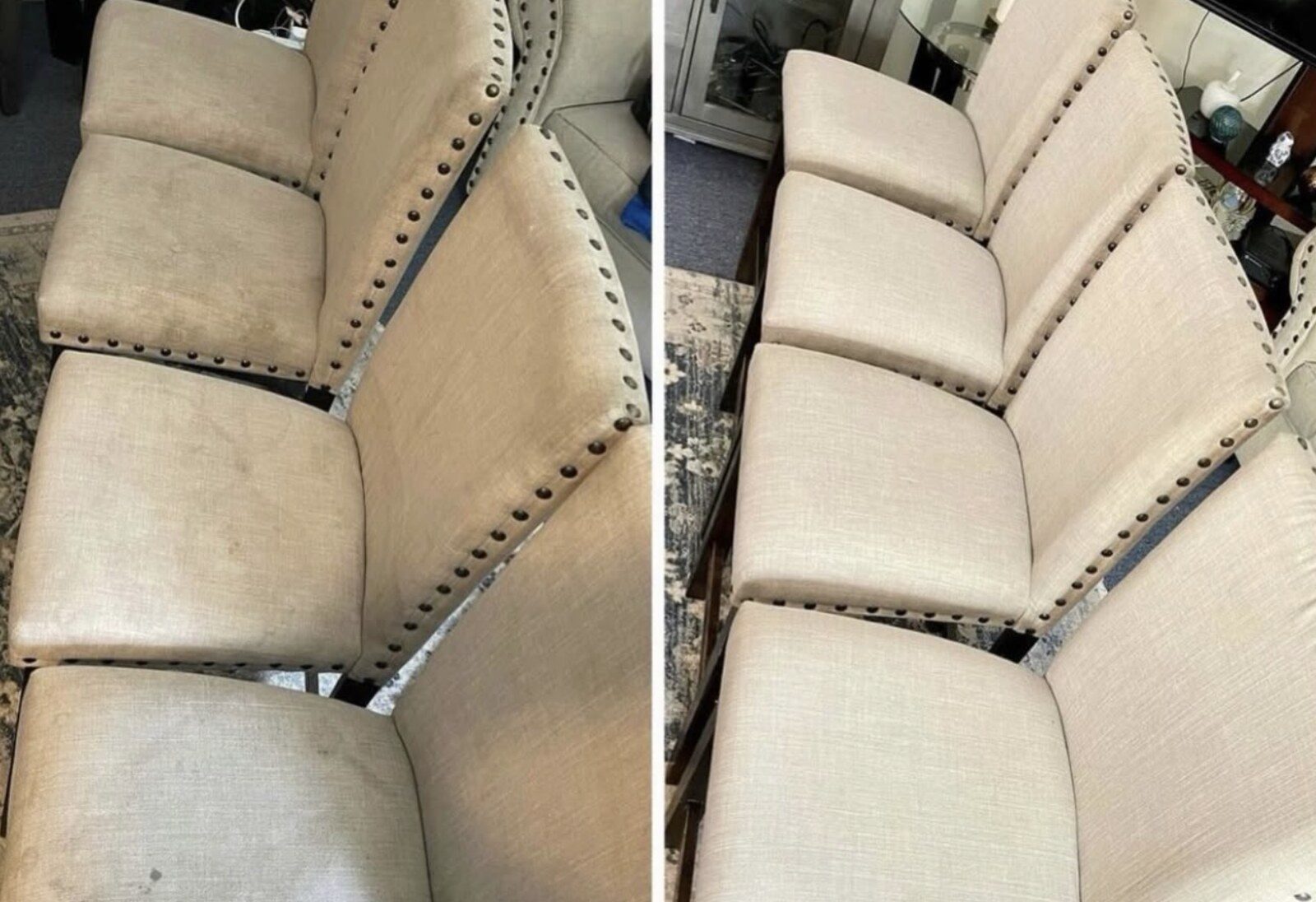Dining chairs before and after Diniz cleaning